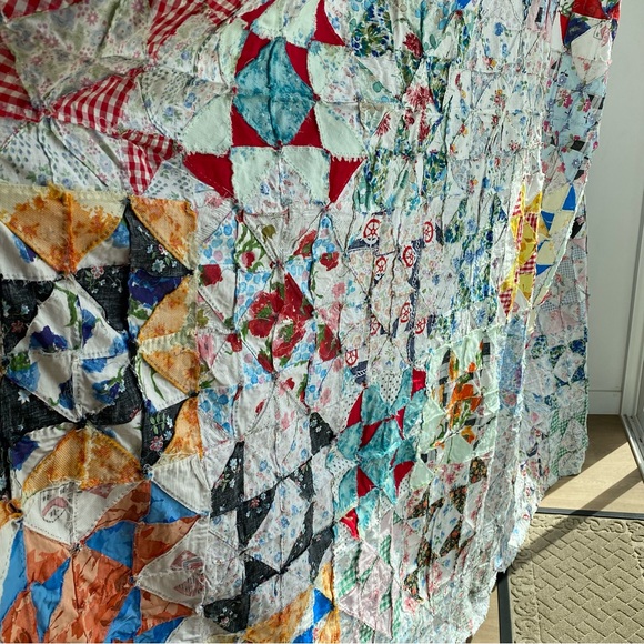 Colorful Hand Sewn Vintage Quilt Top - Picture 5 of 6